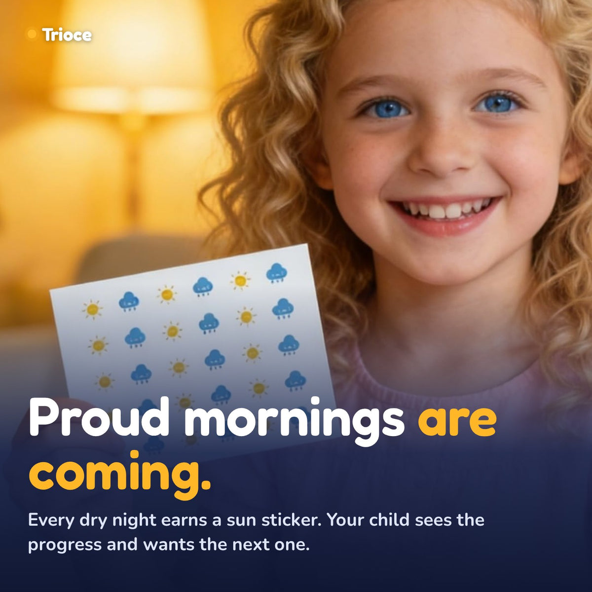 Child proud of her dry-night sticker chart